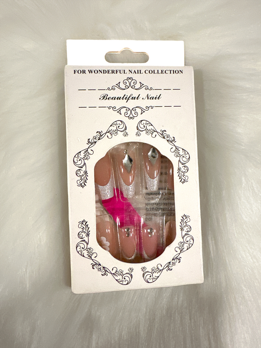 "Elegant Rhinestone Press-On Nails - Complete Nail Prep Kit Included"