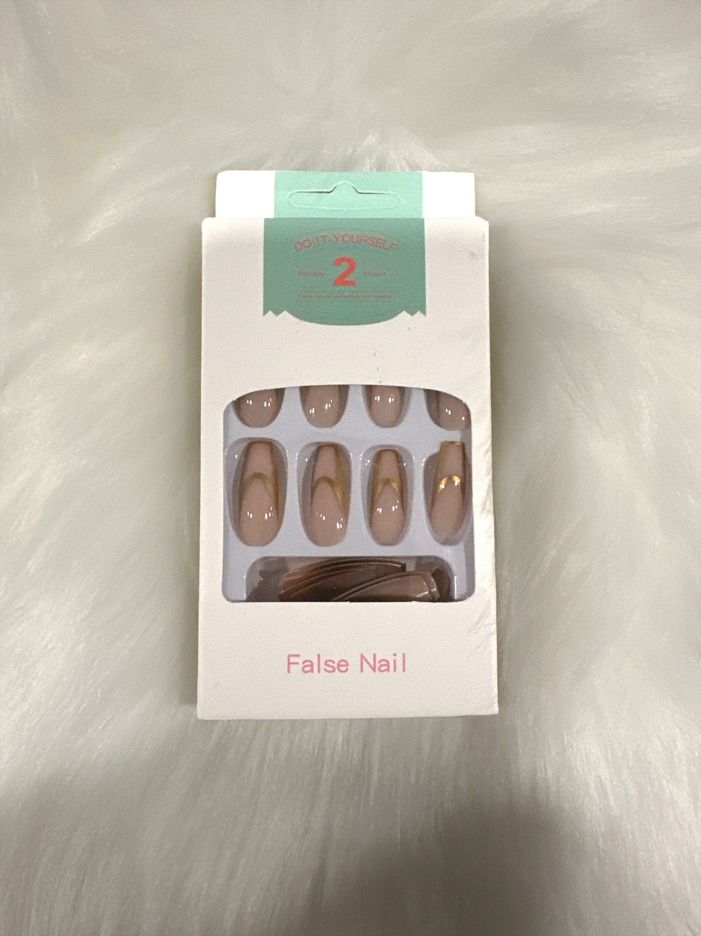 "Elegant Gold Swirl Nude Press-On Nail Set"