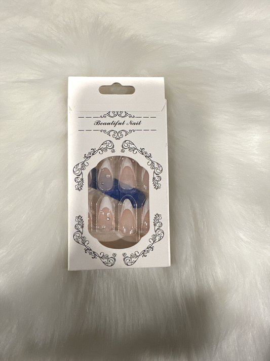 "Elegant French Tip Press-On Nails - Complete Prep Kit Included"