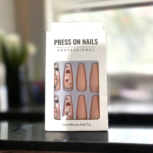 Blush Heart Accent Press-On Nail Set