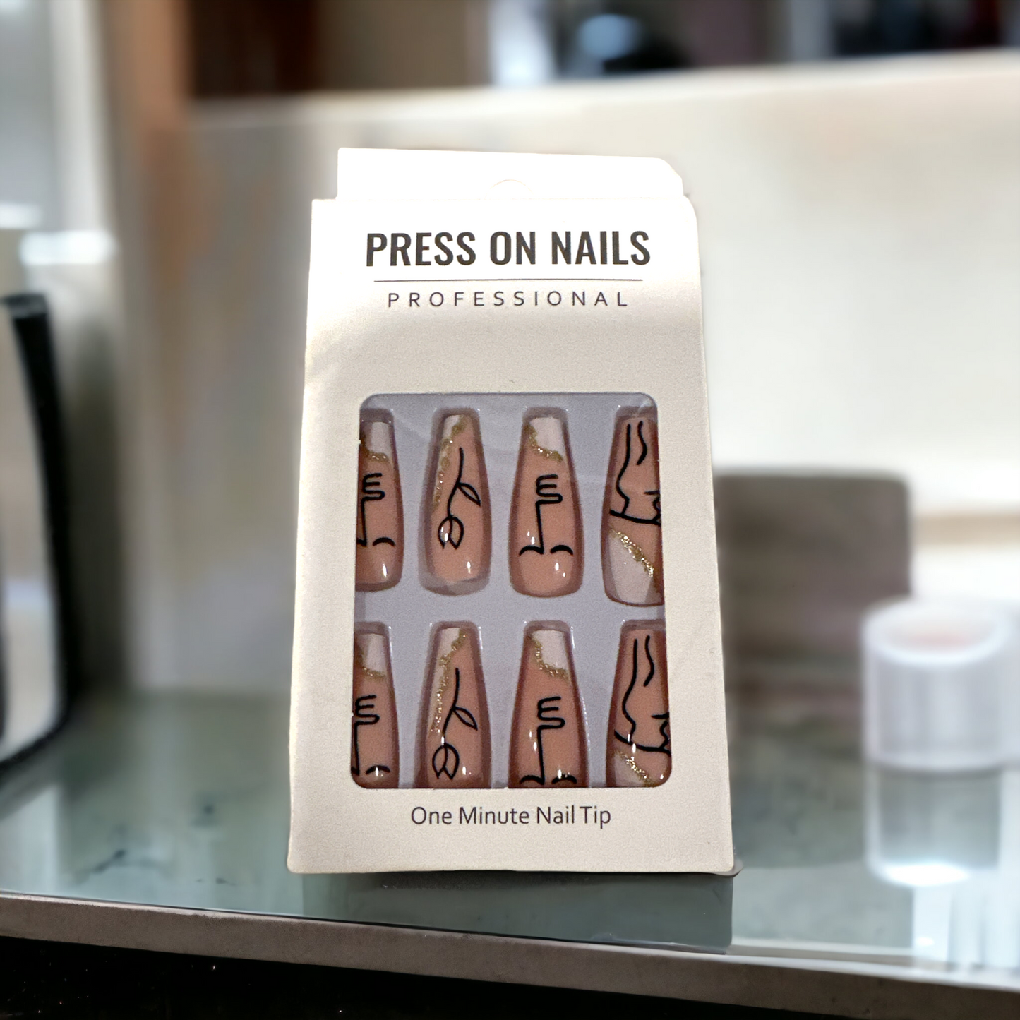 "Abstract Line Art Press-On Nails - Professional Collection (24 Nails)"