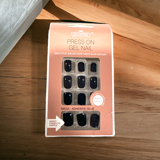 "Midnight Elegance Press-On Gel Nail Set – Deep Navy Luxe"