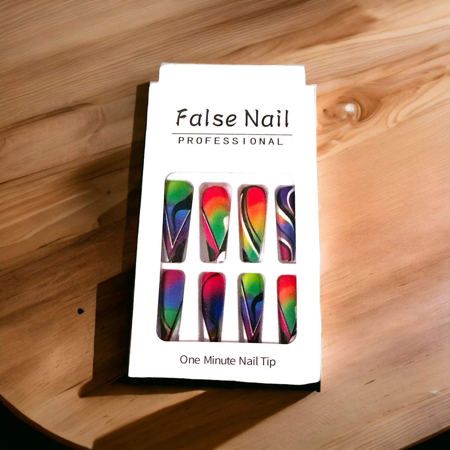 Vibrant Rainbow Swirl Press-On Nail Set