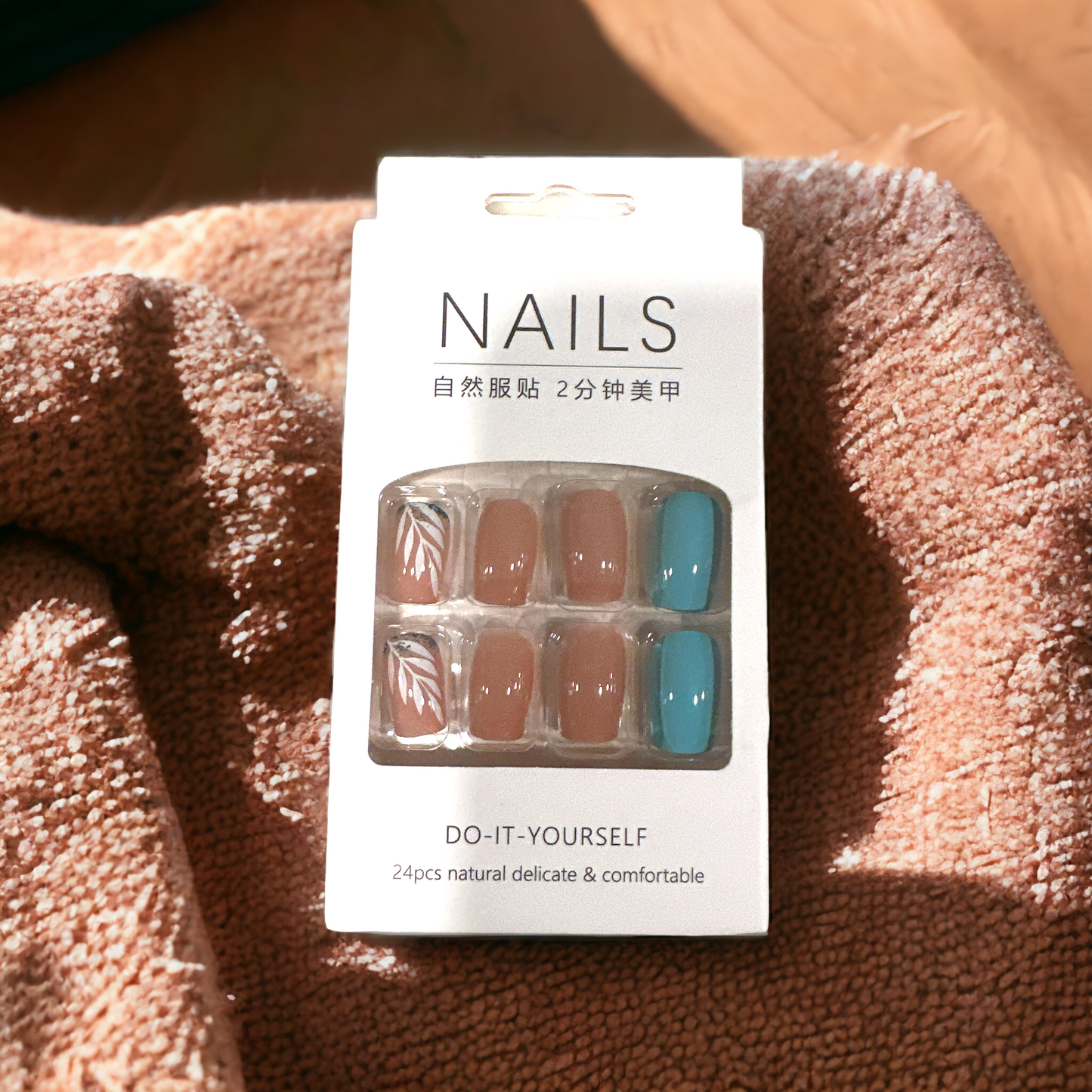 Natural Nude & Aqua Press-On Nails – DIY Kit