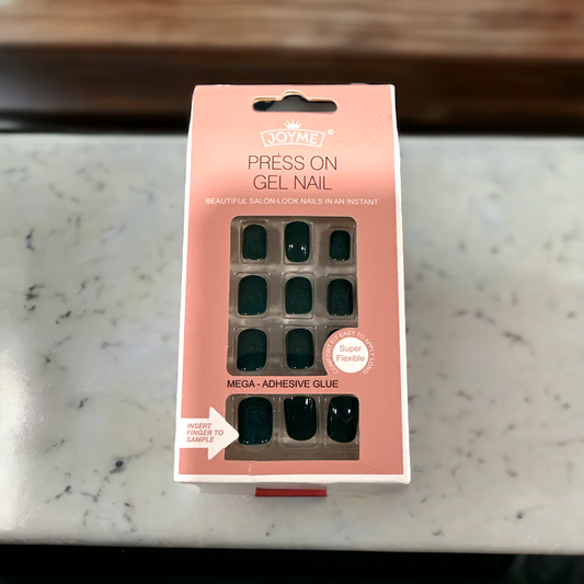 "Elegant Dark Green Gel Press-On Nails – Salon-Quality Look in Minutes"