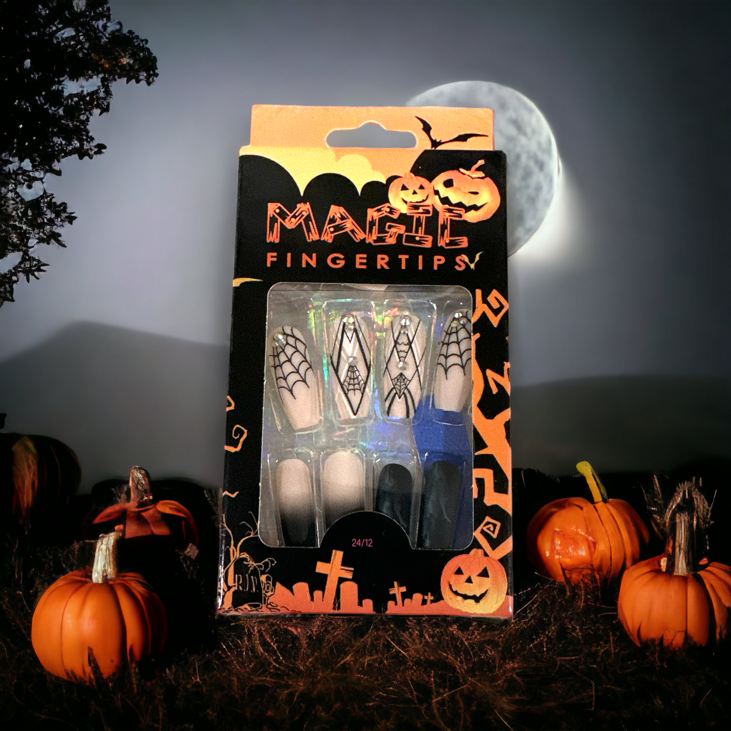 "Spooky Halloween Spiderweb Press-On Nails – Limited Edition Magic Fingertips"