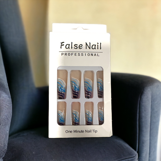 Blue Wave Design Press-On Nails – Ocean-Inspired Nail Art