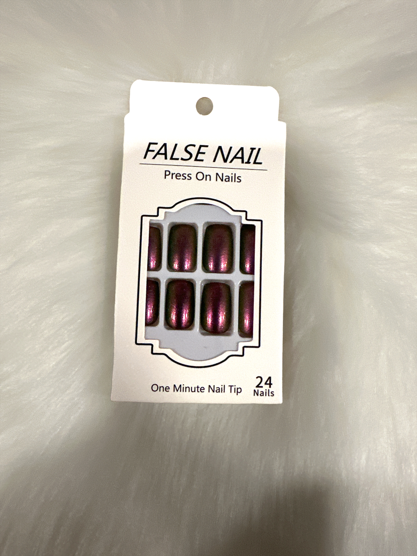 "Elegant Metallic Burgundy Press-On Nail Set - Complete with Prep Kit"